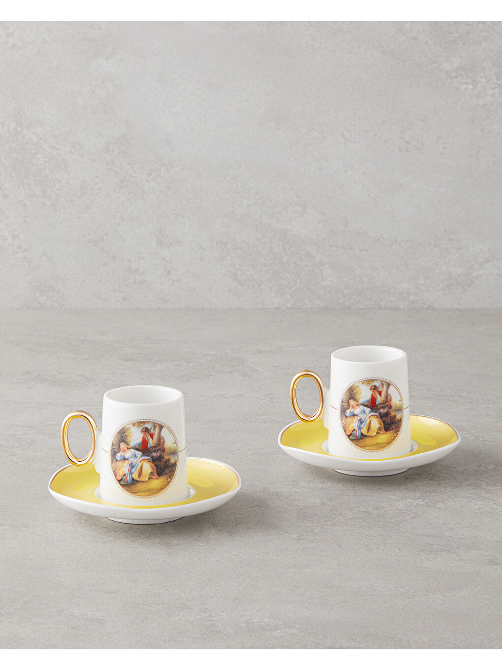 Selene Porselen 4 Parça 2 Kişilik Kahve Fincan Takımı 80 ml Sarı
