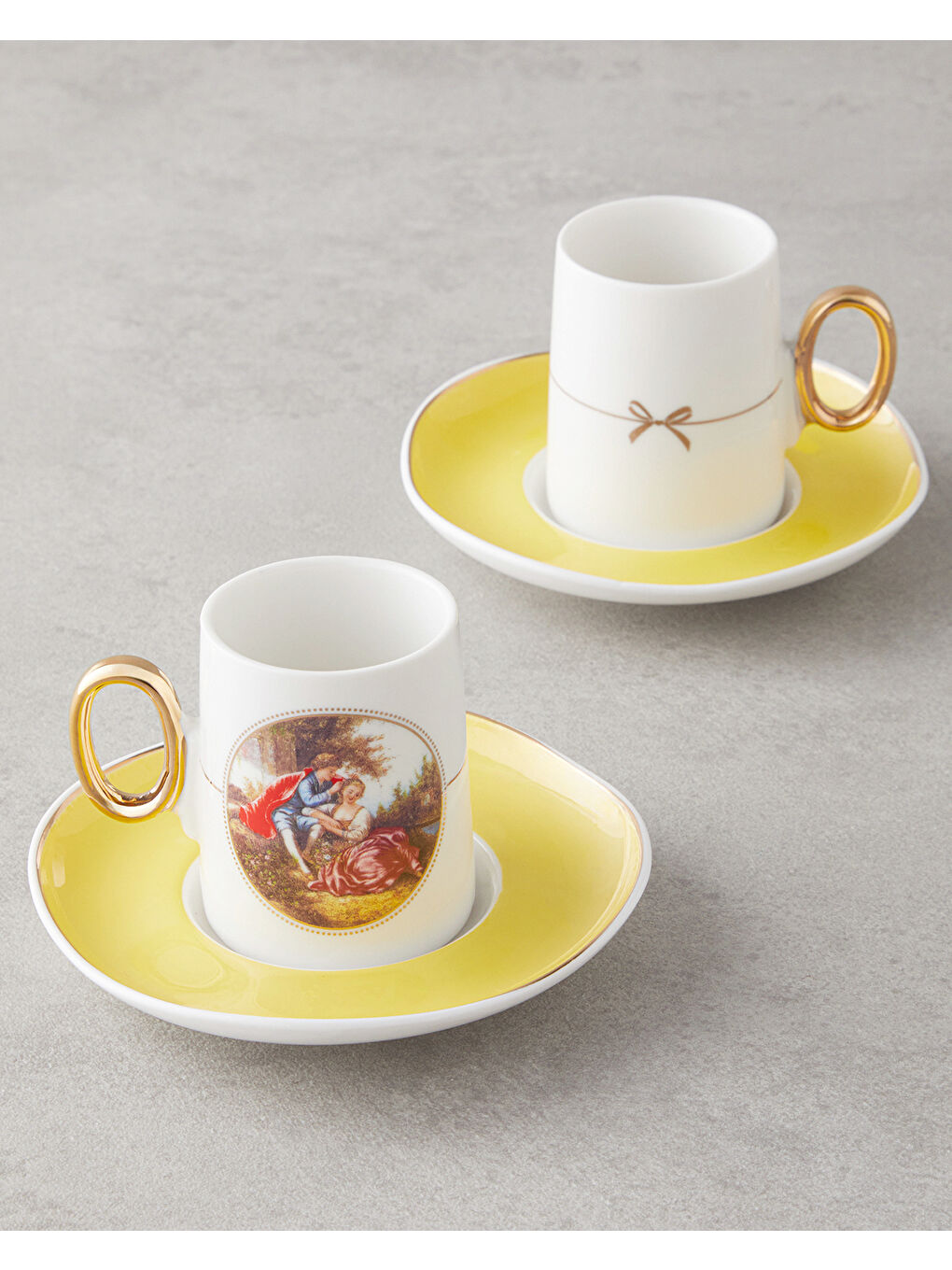 Selene Porselen 4 Parça 2 Kişilik Kahve Fincan Takımı 80 ml Sarı-2