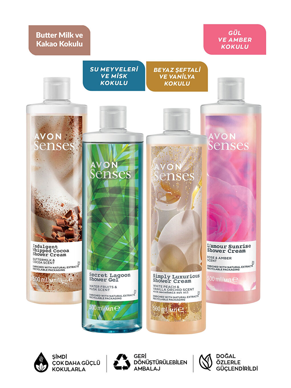 Şeftali Vanilya Amber Gül Misk ve Kakao Kokulu Duş Jeli Paketi-1