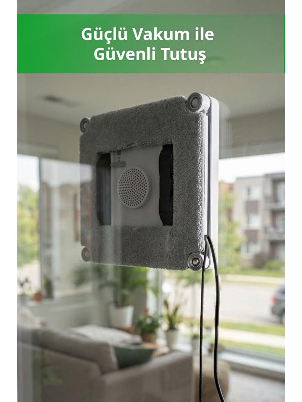 Siyah KWC-7140 Pencere Temizleme Robotu | 3500Pa Emiş & 3 Mod & Su Hazneli-1