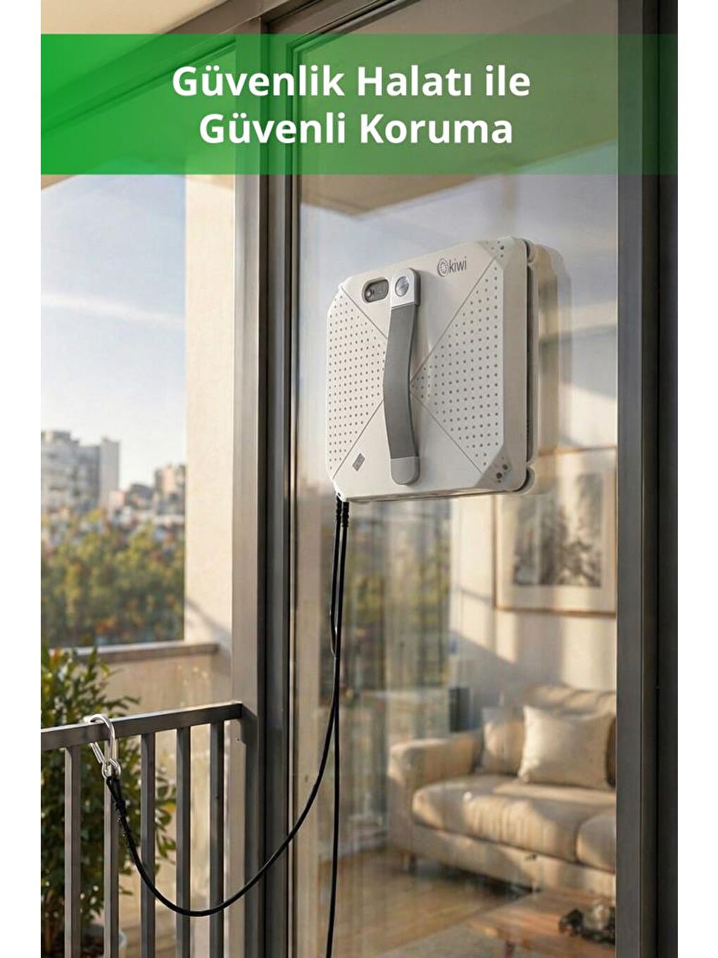 Siyah KWC-7140 Pencere Temizleme Robotu | 3500Pa Emiş & 3 Mod & Su Hazneli-2