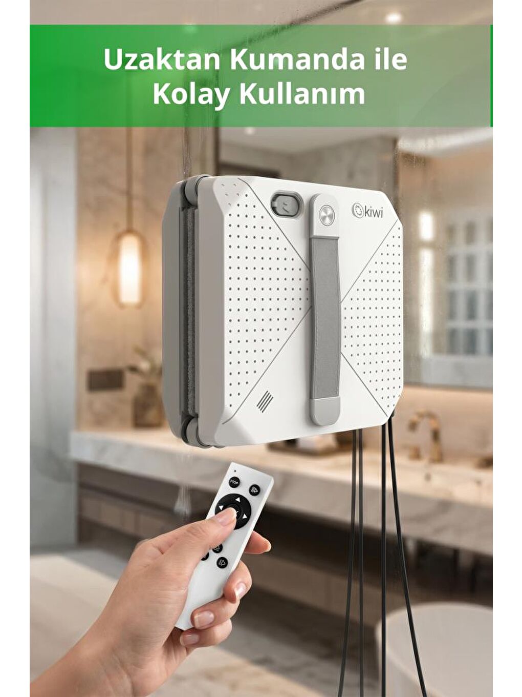 Siyah KWC-7140 Pencere Temizleme Robotu | 3500Pa Emiş & 3 Mod & Su Hazneli-3