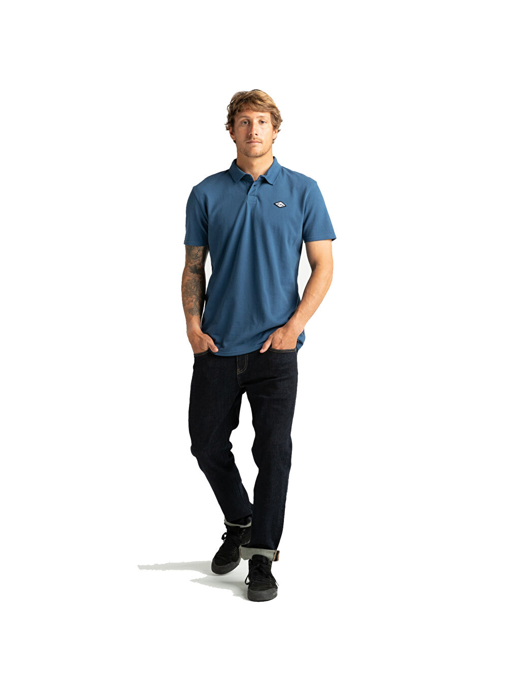 Lacivert Skooled Polo Pique Erkek Mavi Polo Tişört-1