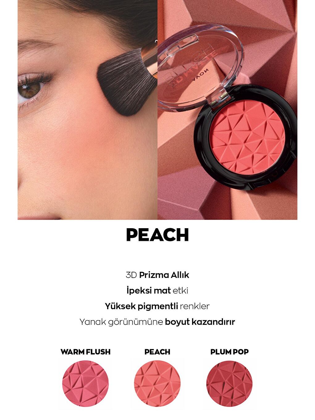 AVON Renksiz 3D Matte Blush Mat Allık Peach - 1