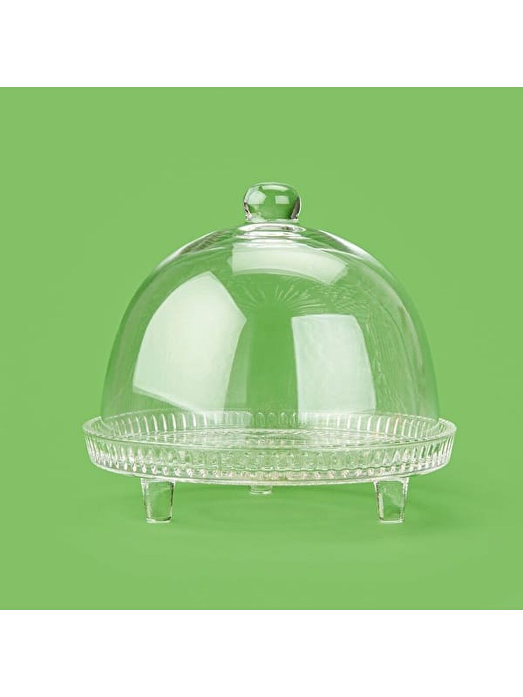 Renksiz Lulu Kristal Kapaklı Fanus - Şeffaf - 22x20 cm