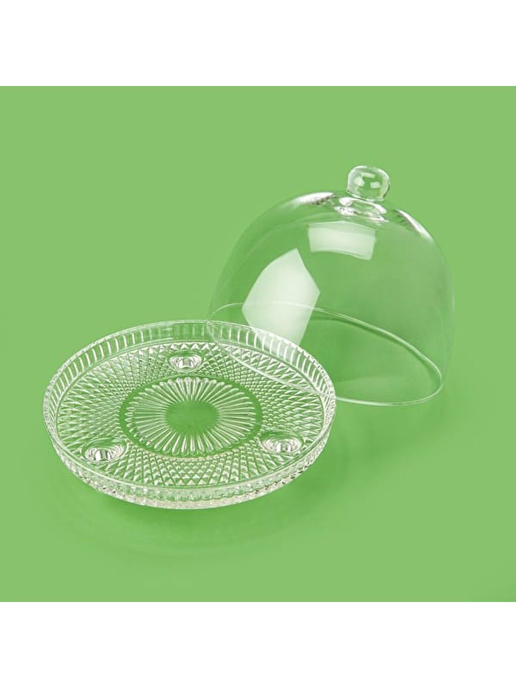 Renksiz Lulu Kristal Kapaklı Fanus - Şeffaf - 22x20 cm-1