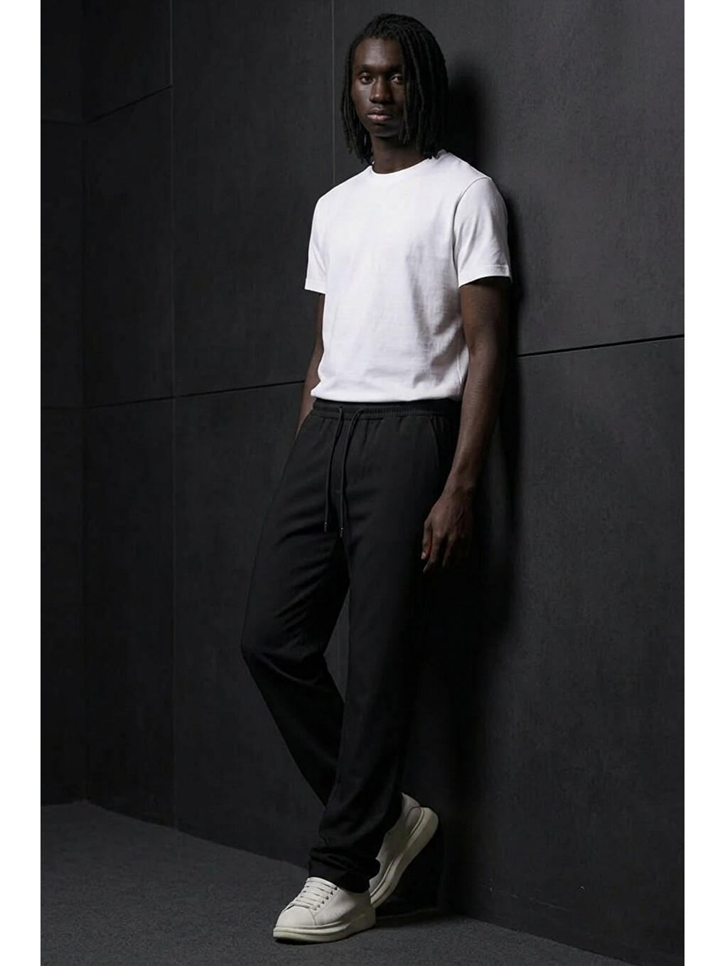 Erkek Relaxed Siyah Baggy Pantolon-2