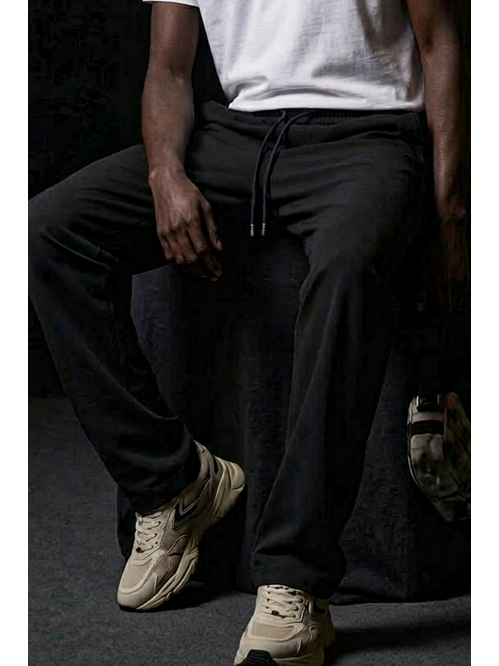 Erkek Relaxed Siyah Baggy Pantolon-5