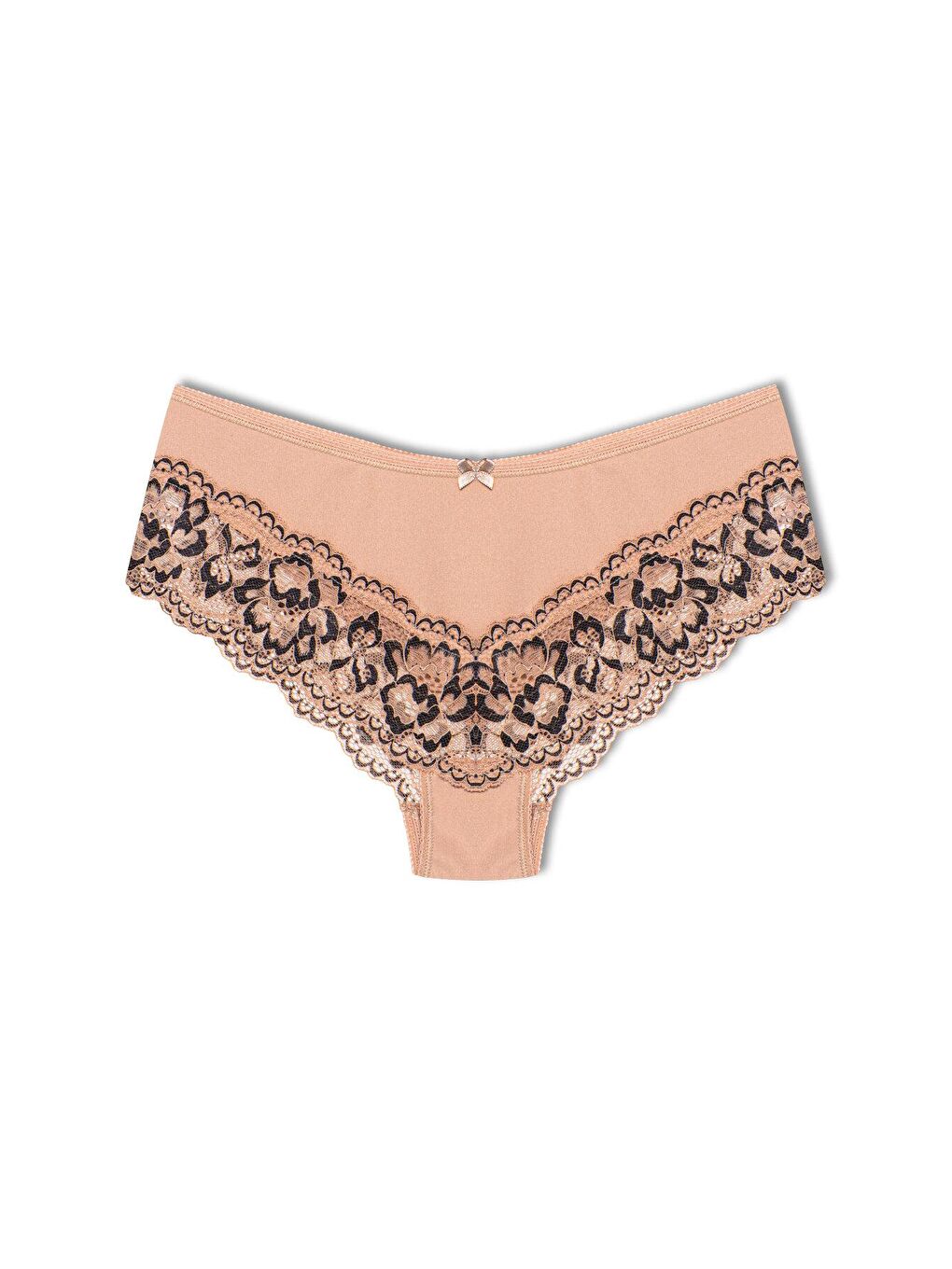 Kahverengi Paçası Çift Renk Dantel Kadın Külot