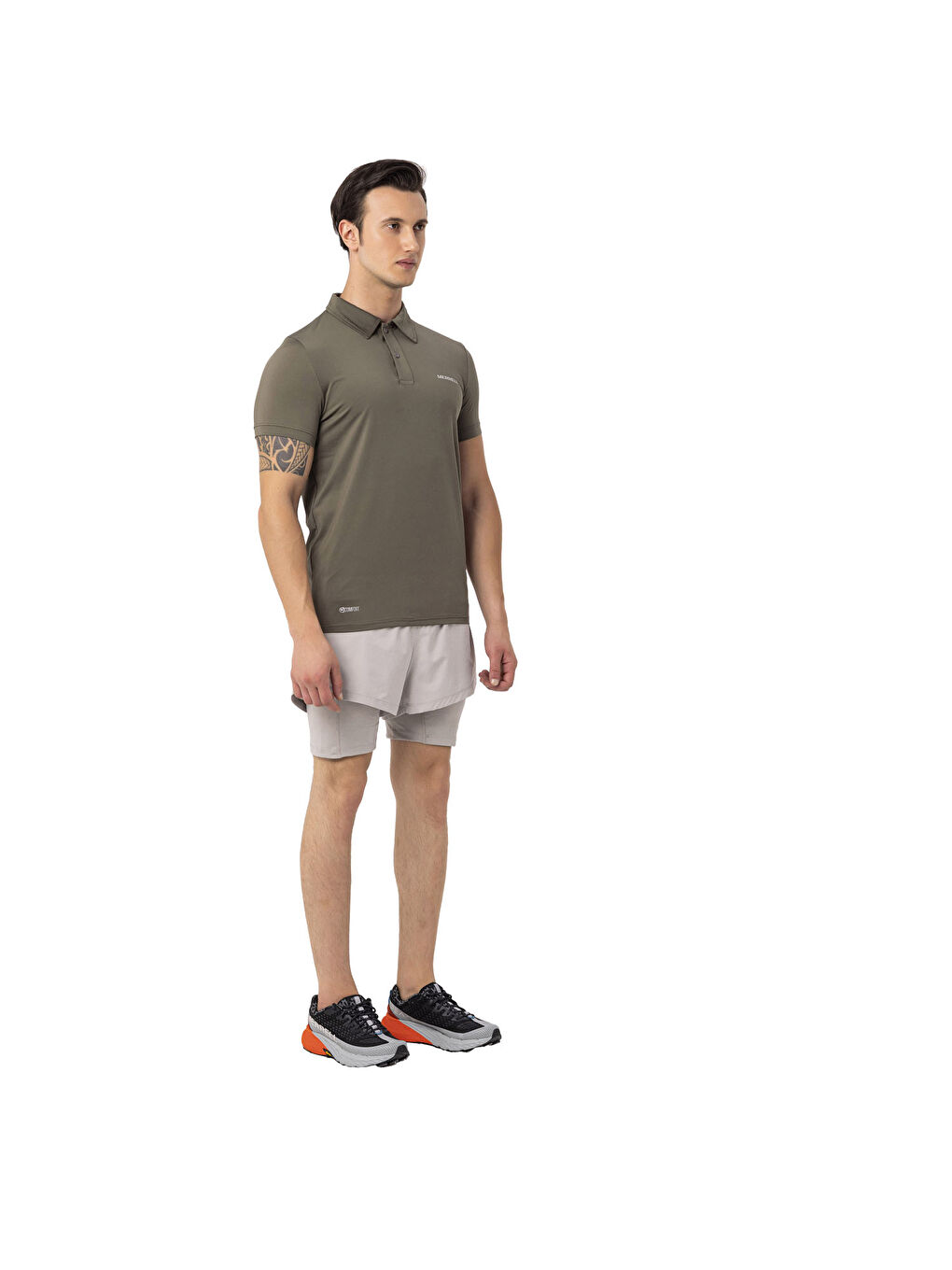 Haki Polo Yaka Kısa Kollu Tişört-1