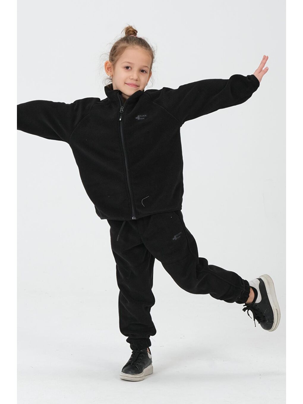 Siyah Kız Çocuk Polar Kumaş Alt Üst Takım-5