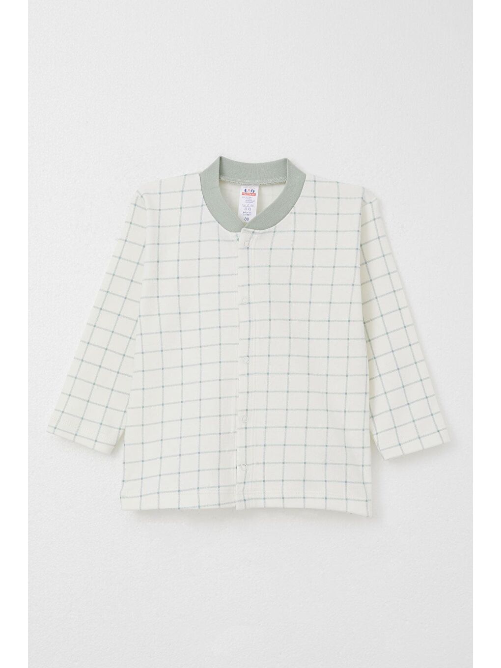 Erkek Bebek Pijama Takımı Kare Desenli Ekru (4 Ay-1 Yaş)-1