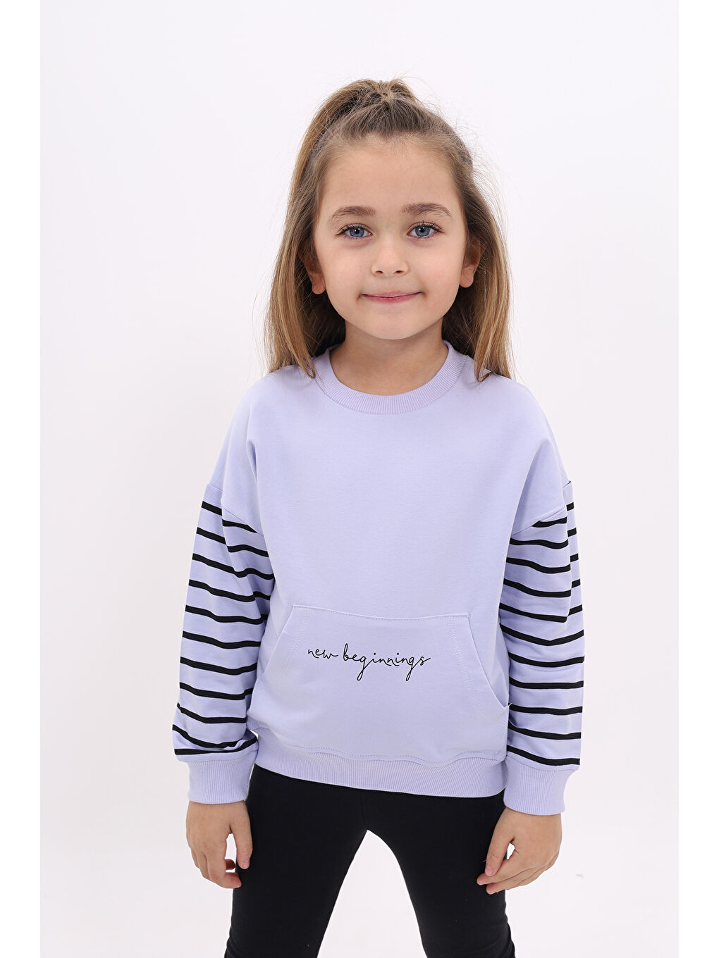 Lila Kız Çocuk Baskılı Sweatshirt
