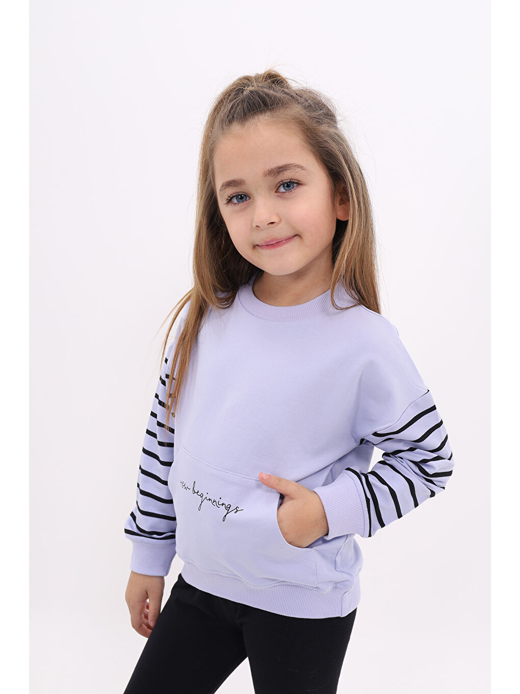 Lila Kız Çocuk Baskılı Sweatshirt-1