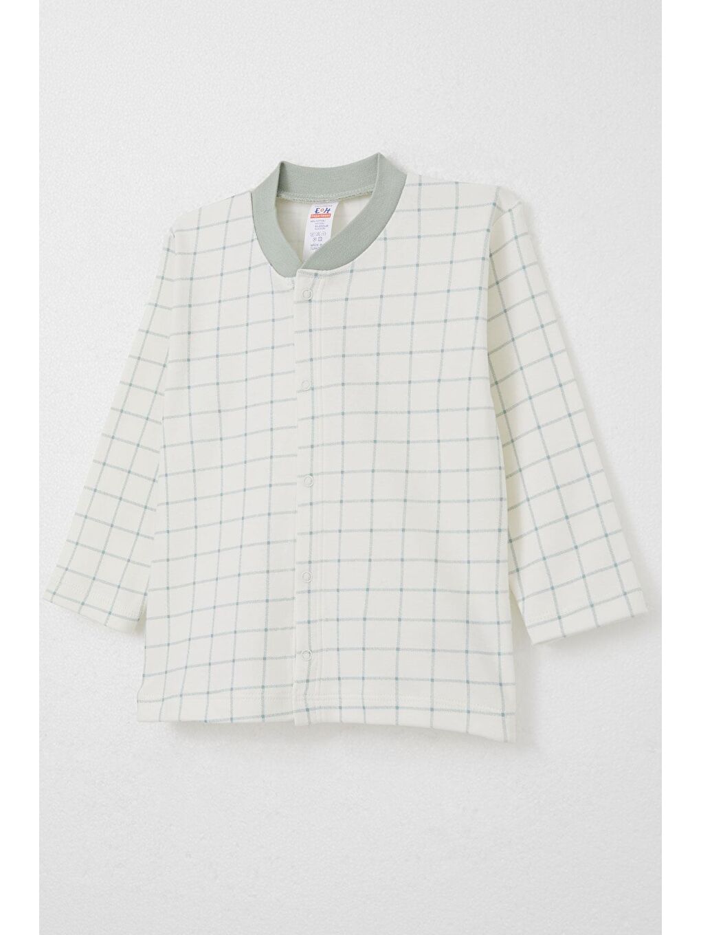 Erkek Bebek Pijama Takımı Kare Desenli Ekru (4 Ay-1 Yaş)-5