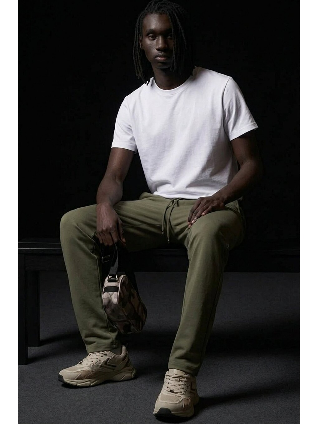 Erkek Relaxed Haki Baggy Pantolon-1