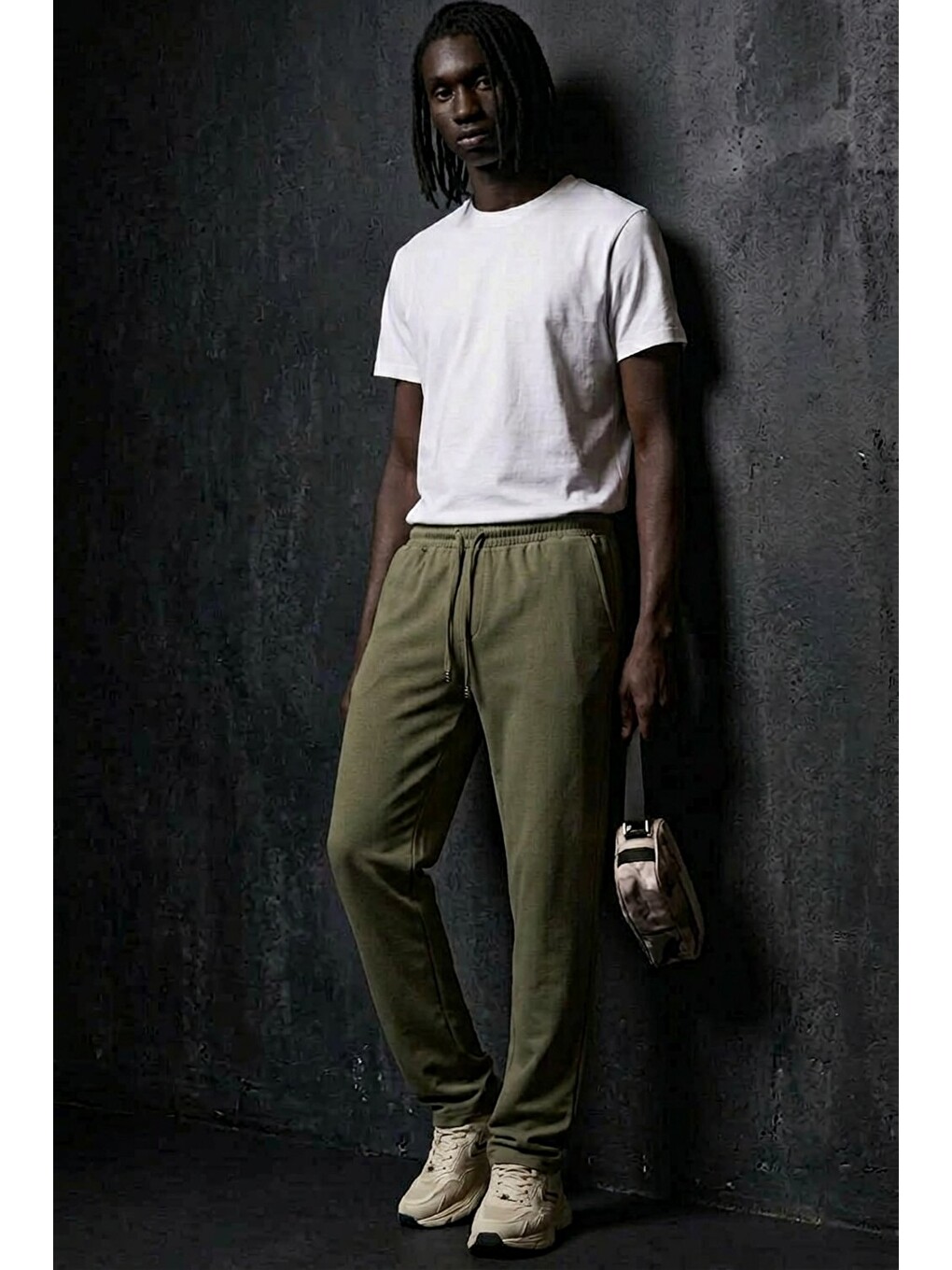 Erkek Relaxed Haki Baggy Pantolon-2
