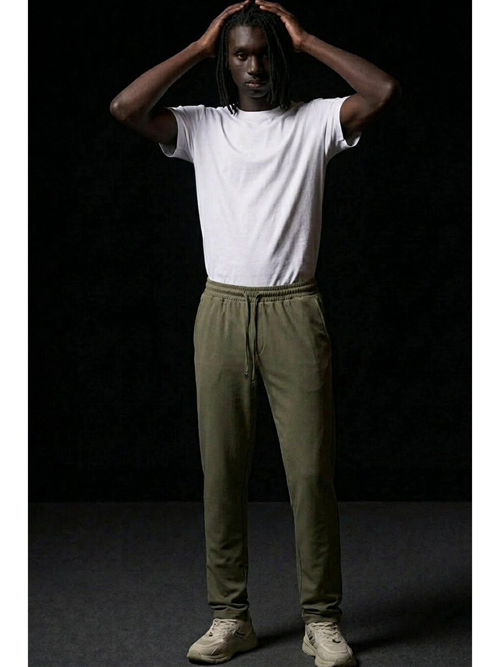 Erkek Relaxed Haki Baggy Pantolon-3
