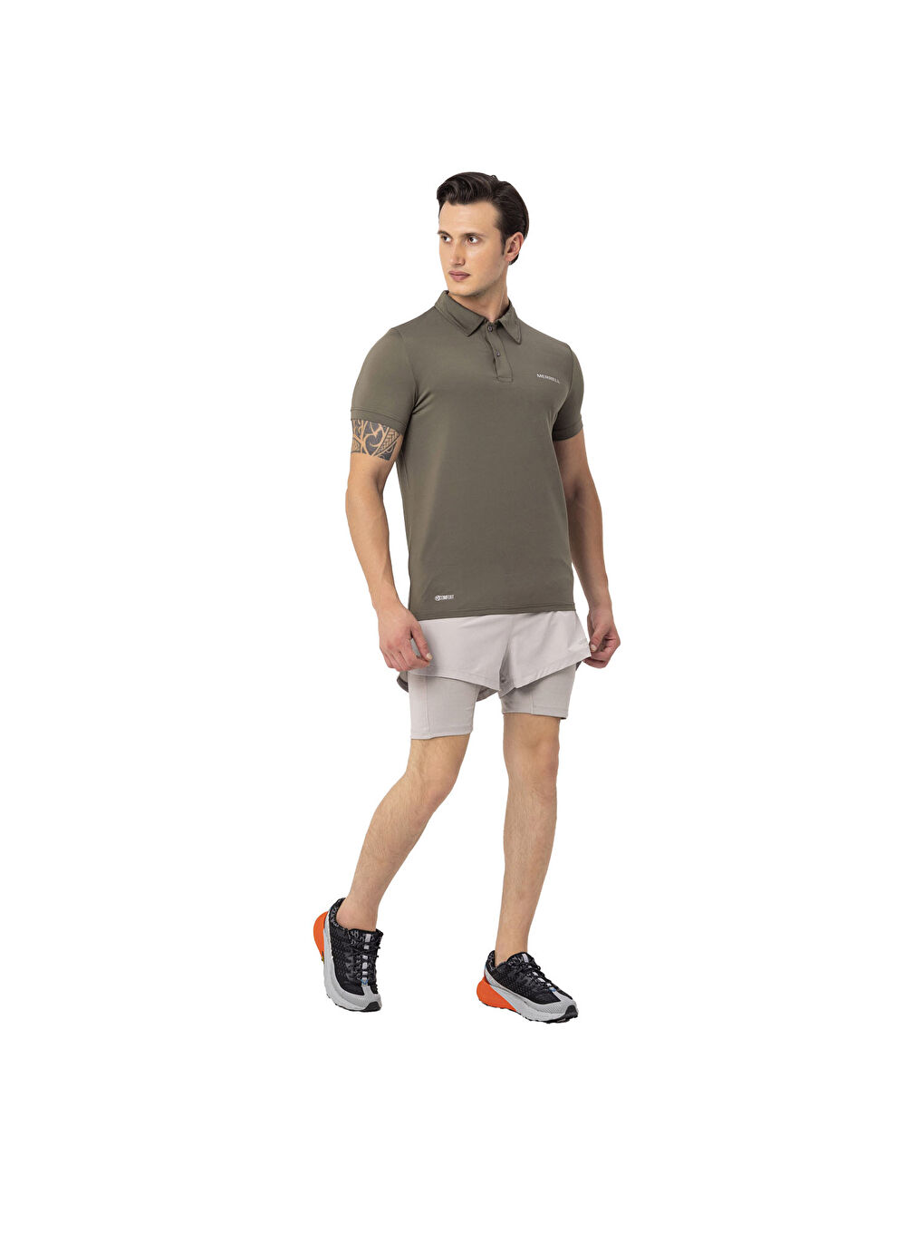 Haki Polo Yaka Kısa Kollu Tişört-4