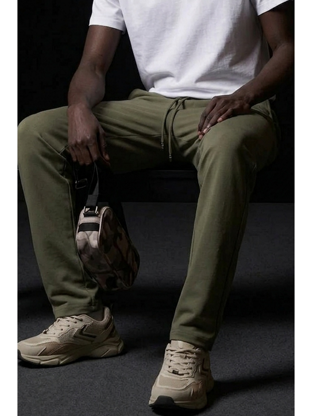 Erkek Relaxed Haki Baggy Pantolon-5