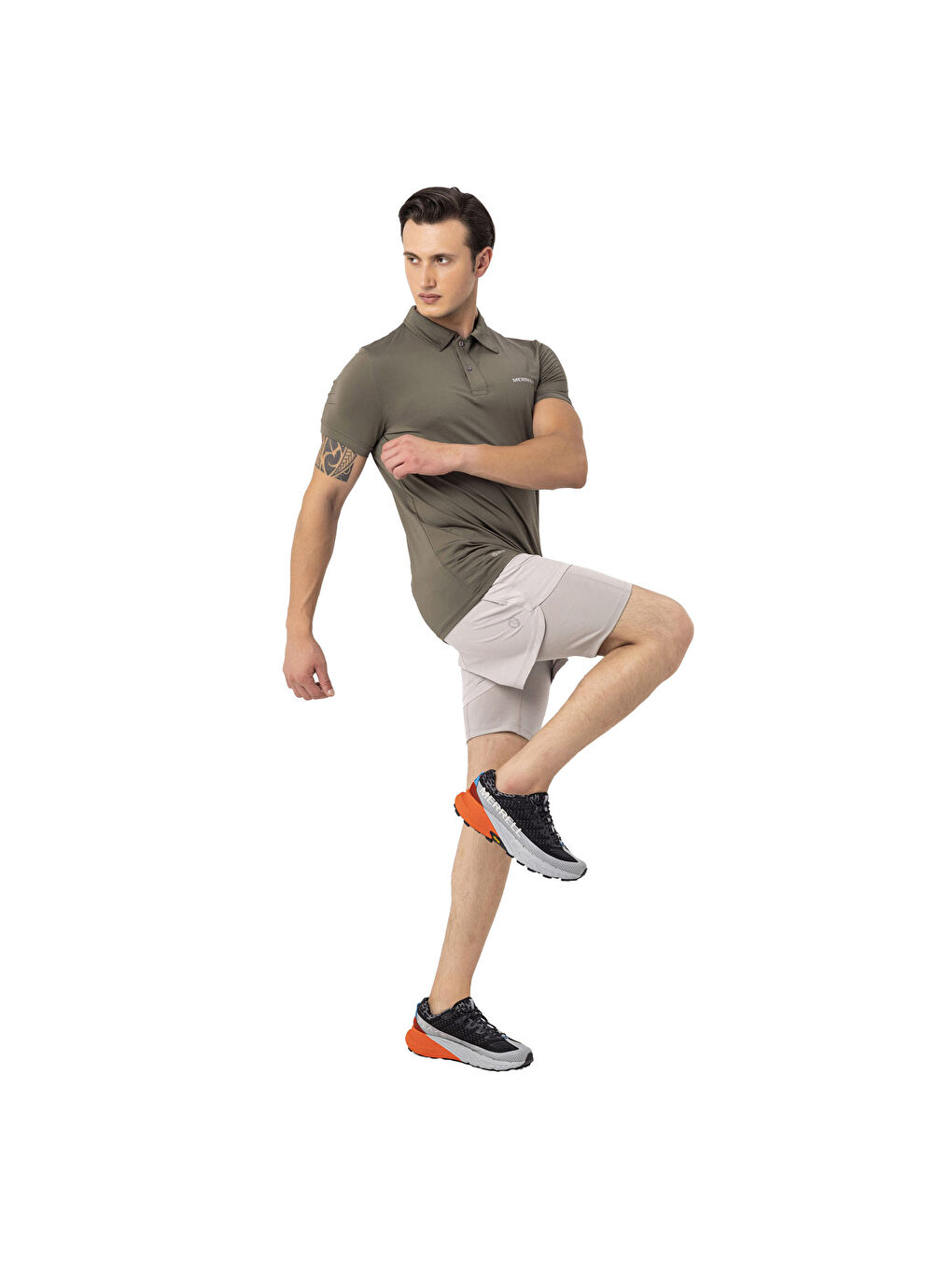 Haki Polo Yaka Kısa Kollu Tişört-5