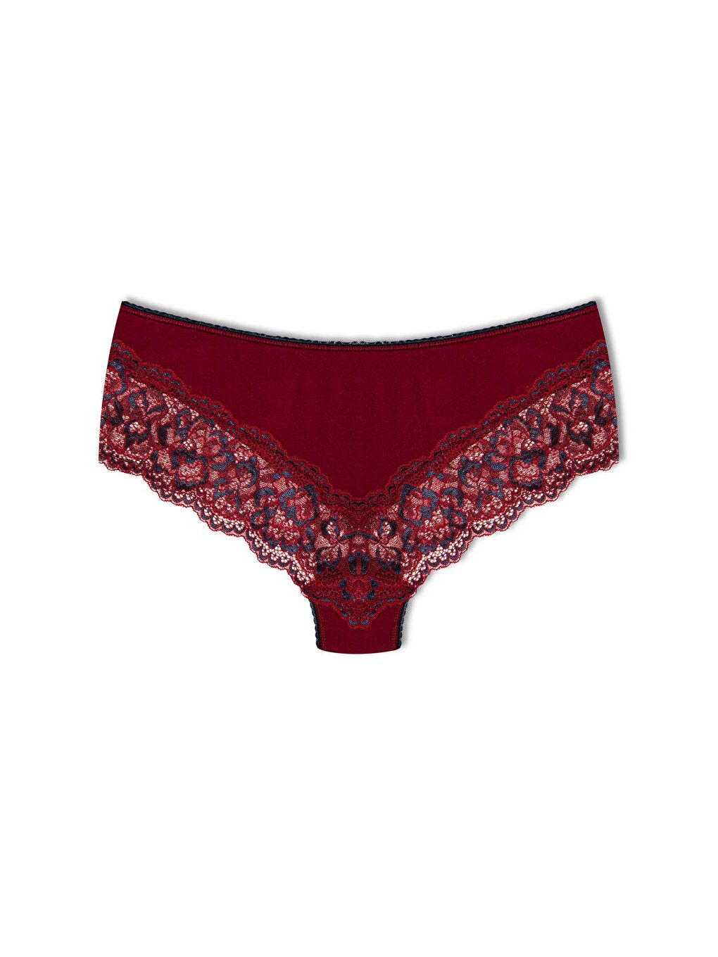Bordo Paçası Çift Renk Dantel Kadın Külot-1