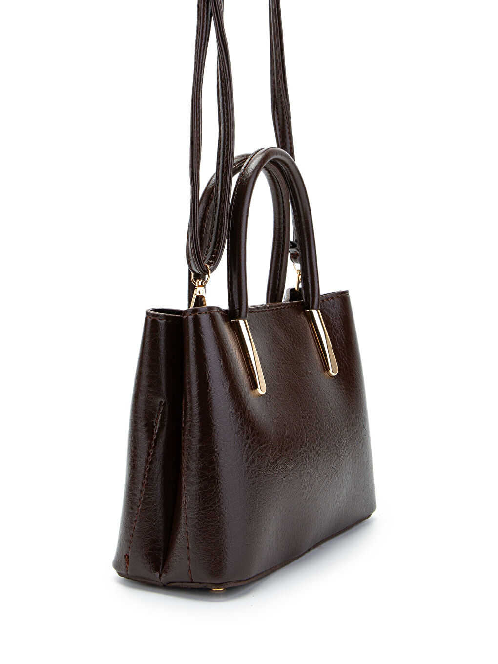 Gold Detaylı Gloria El Ve Omuz Kadın Çanta Kahverengi-1