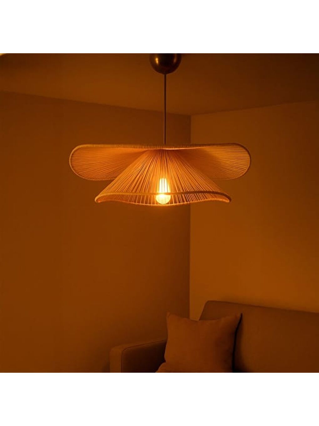 Ekru Duvela Handmade Tekli Sarkıt Avize - Krem-2