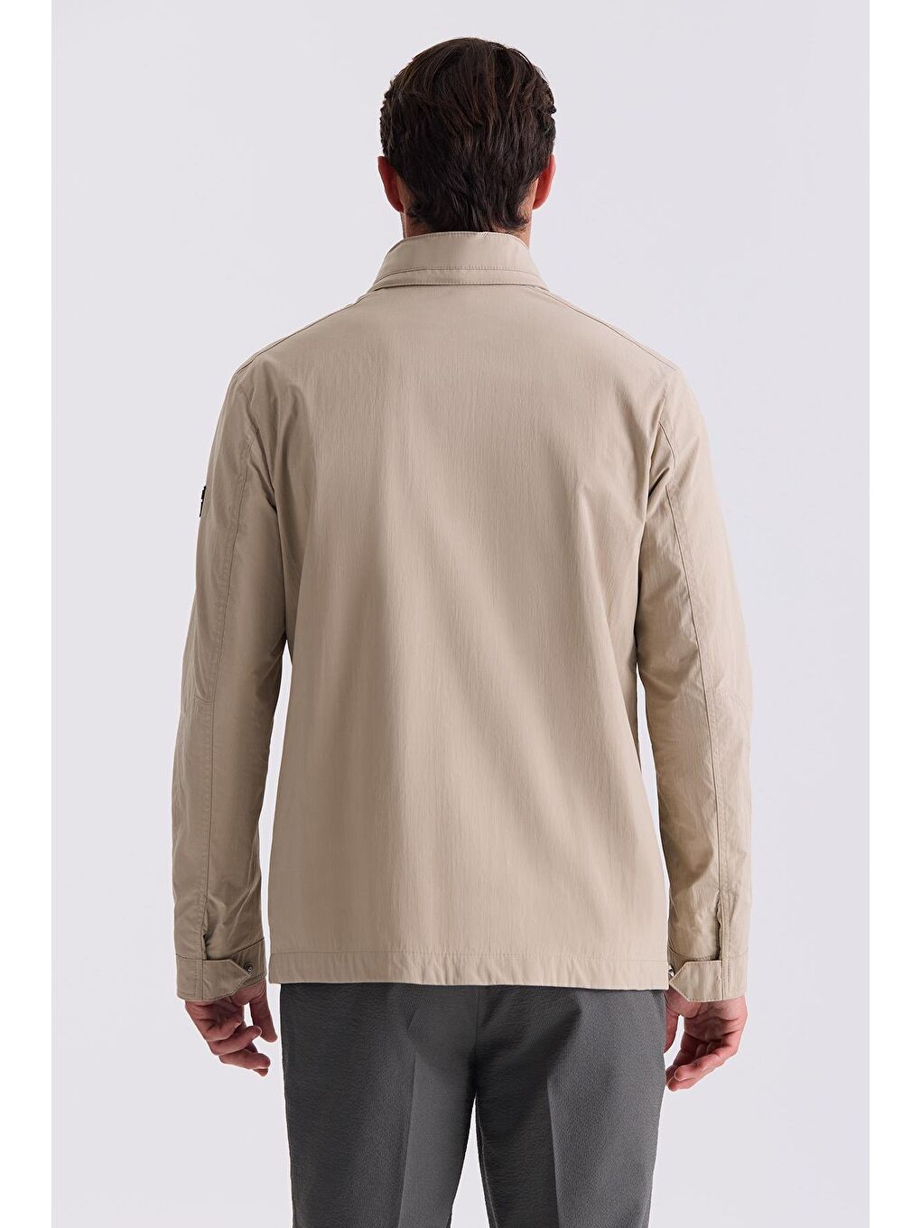 Bej Comfort Fit Dik Yaka Mevsimlik Spor Mont-3