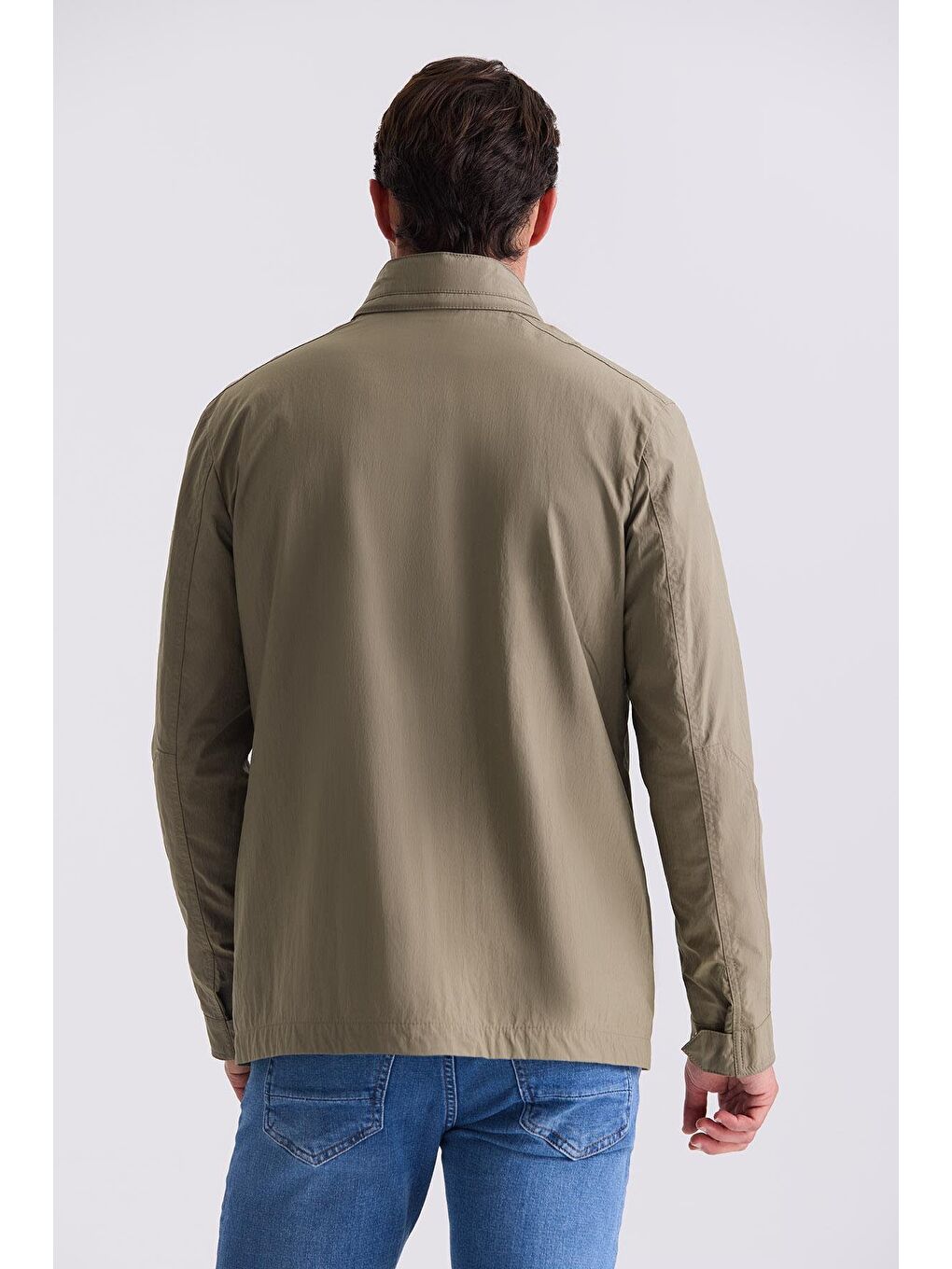 Haki Comfort Fit Dik Yaka Mevsimlik Spor Mont-3