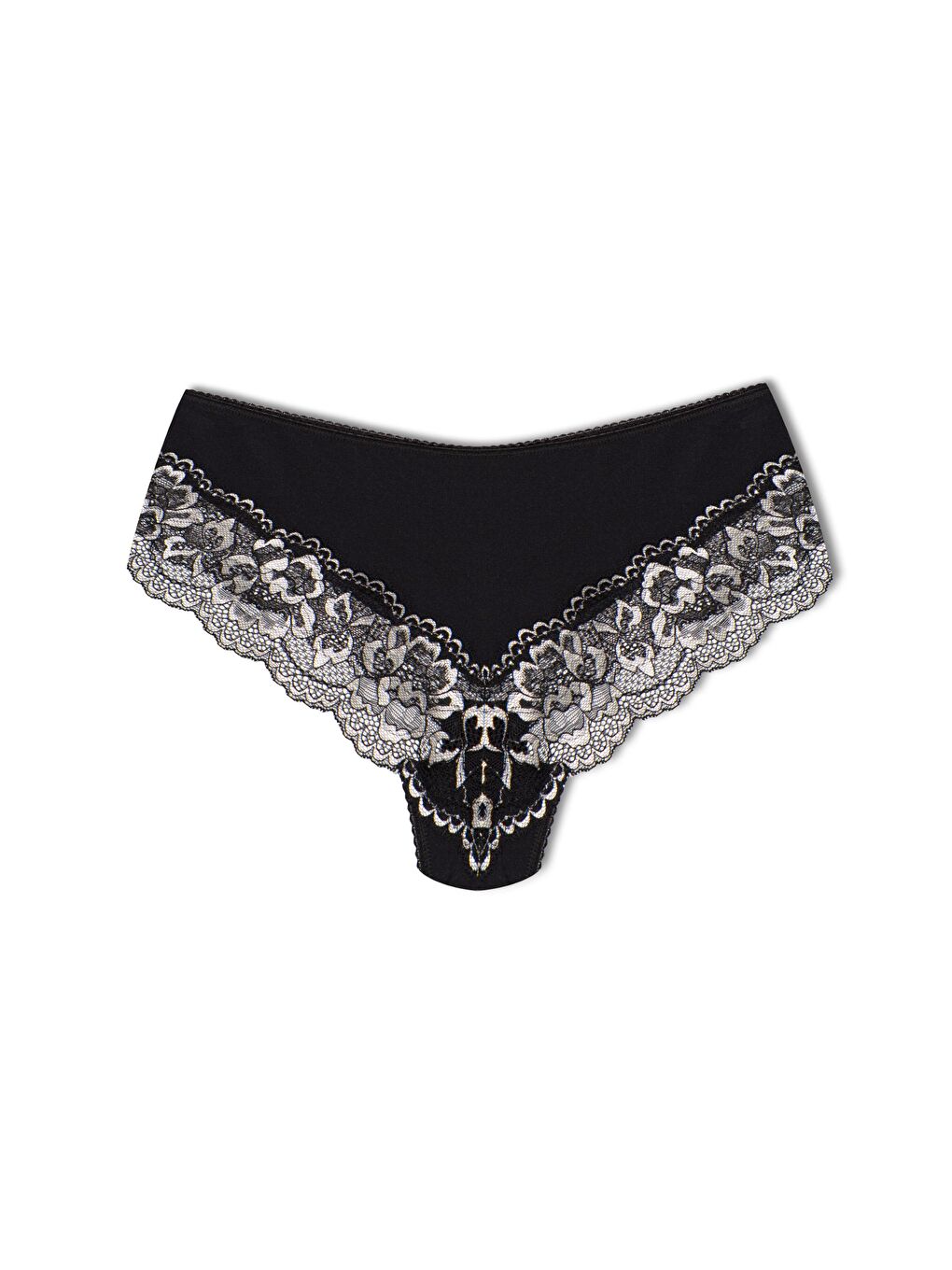 Siyah Paçası Çift Renk Dantel Kadın Külot-1