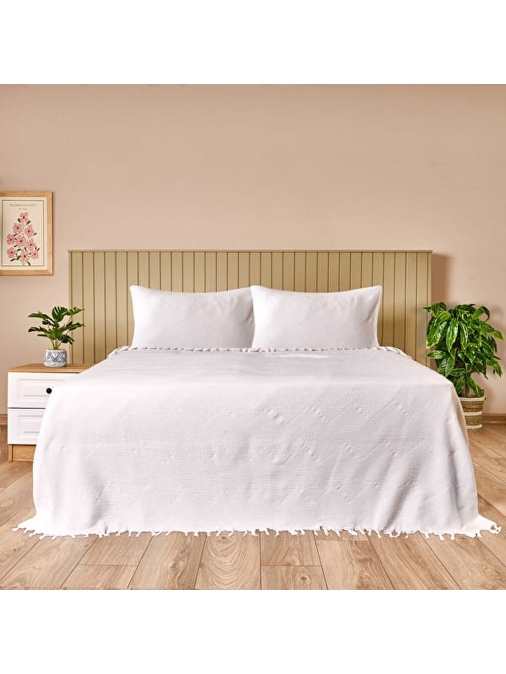 Soft Shine Çift Kişilik Yatak Örtüsü Seti - Beyaz-1