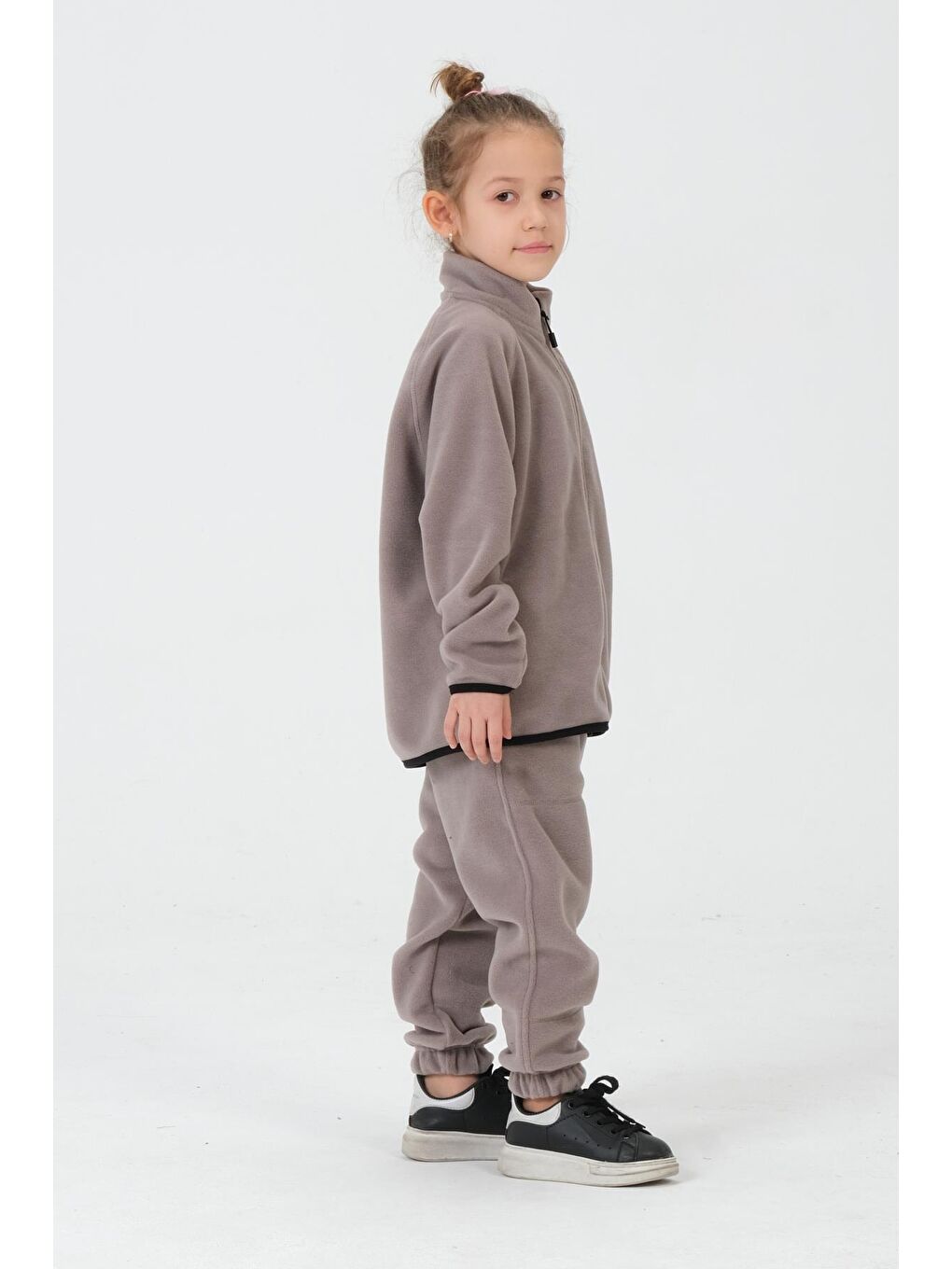 Gri Kız Çocuk Polar Kumaş Alt Üst Takım-5