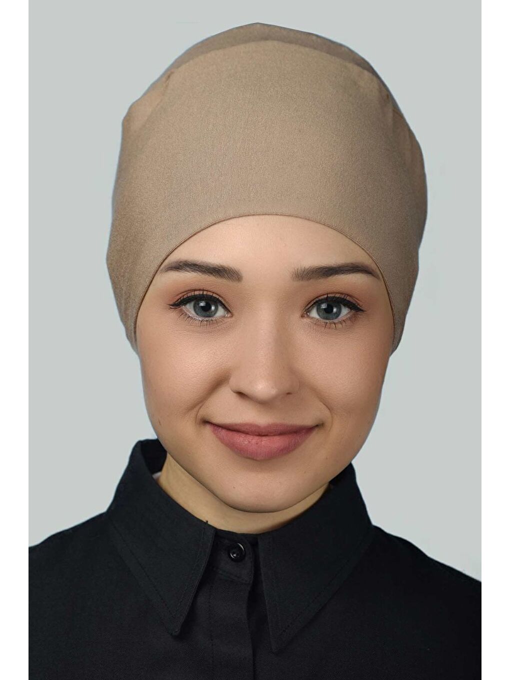 Altobeh Bej Kadın Pratik Dikişsiz Bağcıklı Kaymayan Tesettür Penye Bone - 1