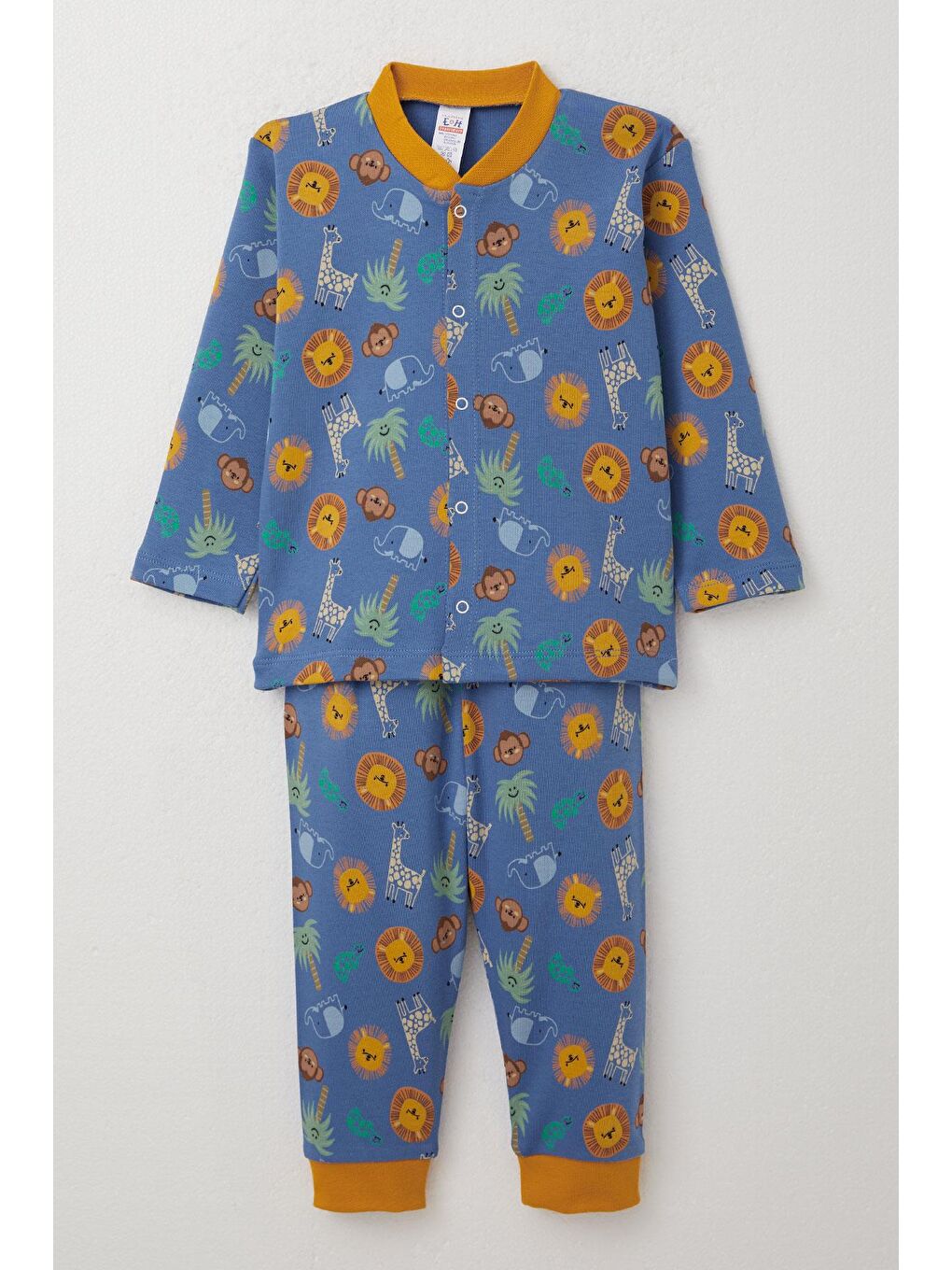 Erkek Bebek Pijama Takımı Sevimli Hayvanlar Alemi Temalı Mavi (4 Ay-1 Yaş)