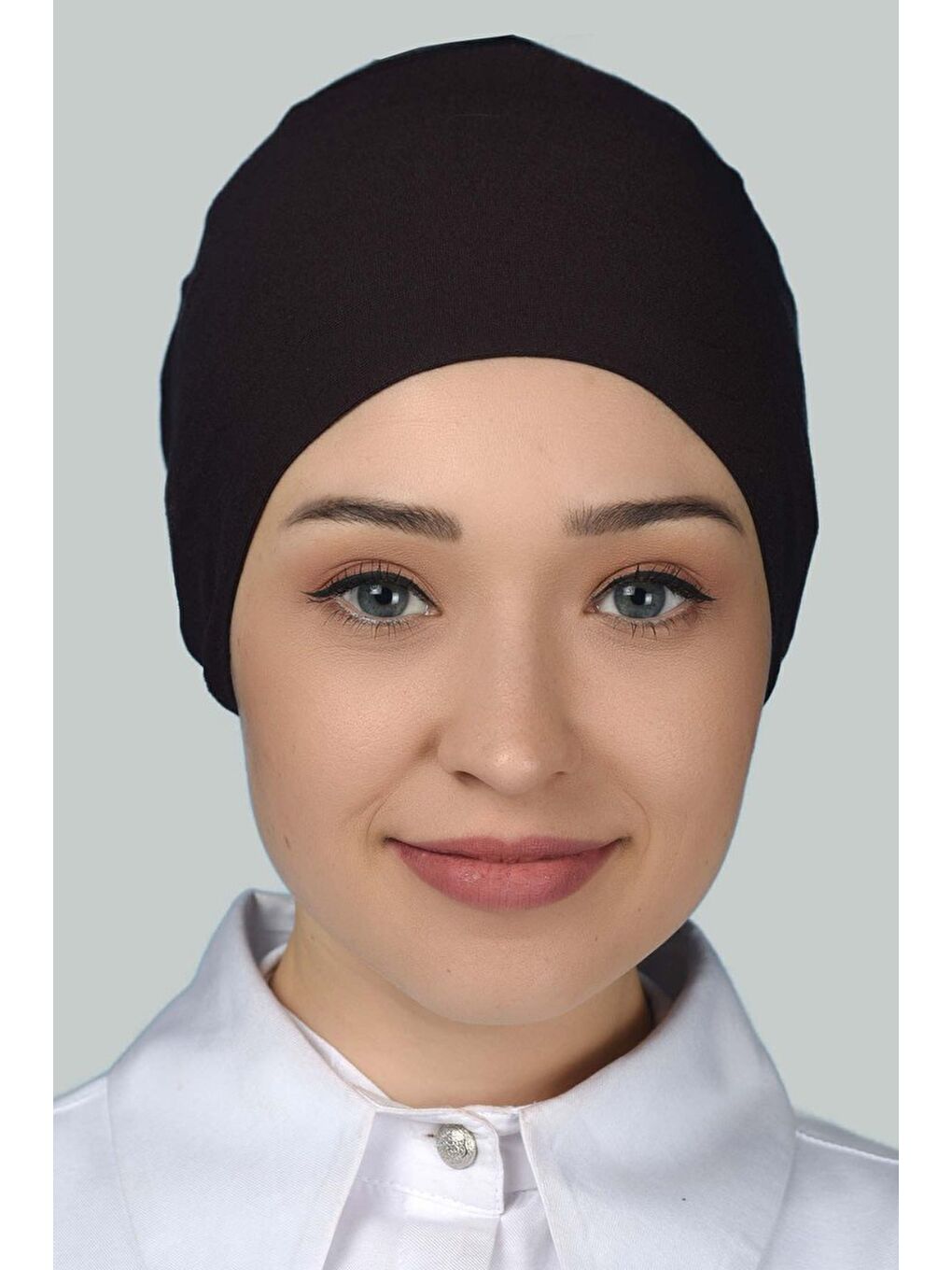 Kahverengi Kadın Pratik Dikişsiz Bağcıklı Kaymayan Tesettür Penye Bone-1