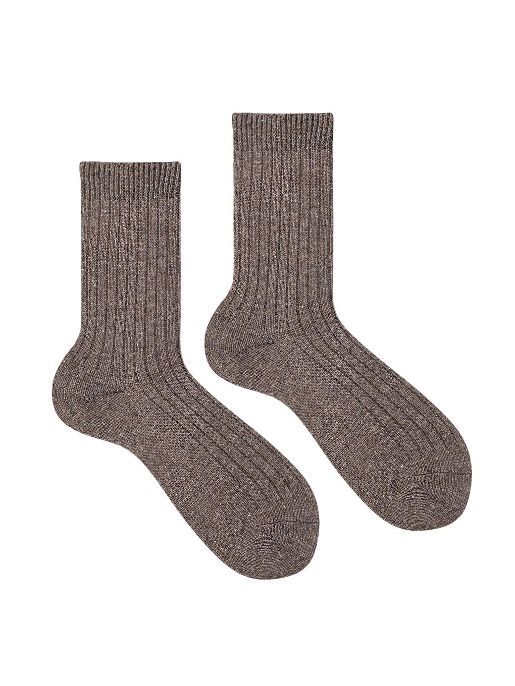 OZZY SOCKS Kahverengi 1 Çift Kışlık Kahve Erkek Lambswool Yünlü Uyku Çorabı Soft Touch - 1