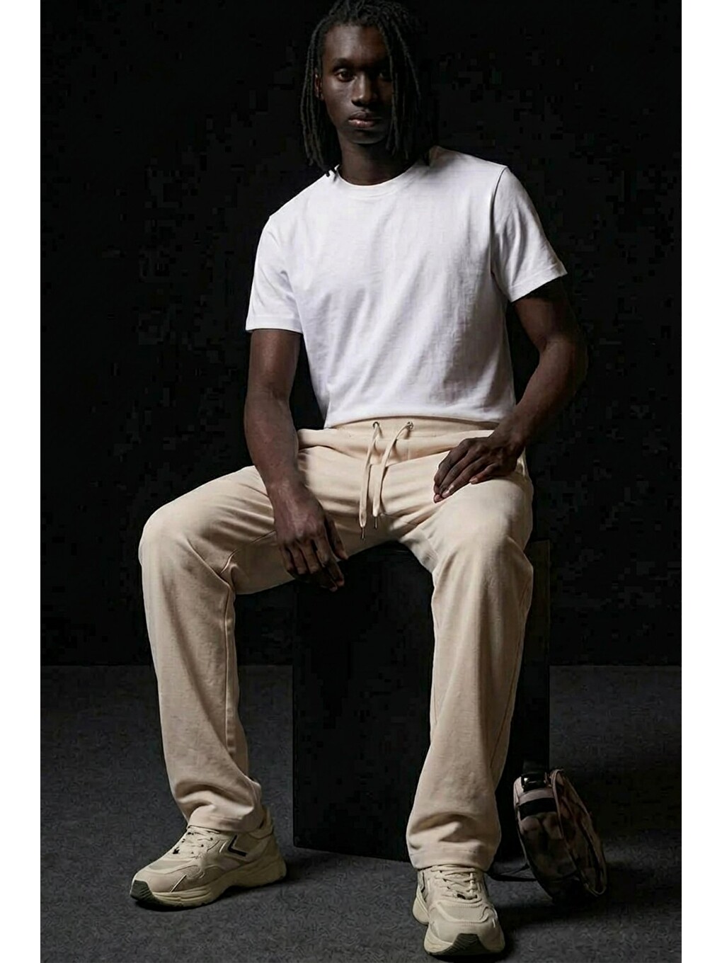 Ekru Erkek Relaxed Krem Baggy Pantolon-1