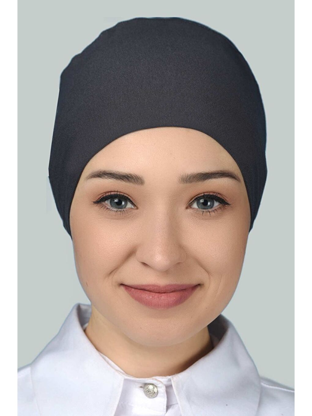 Altobeh Gri Kadın Pratik Dikişsiz Bağcıklı Kaymayan Tesettür Penye Bone - 1