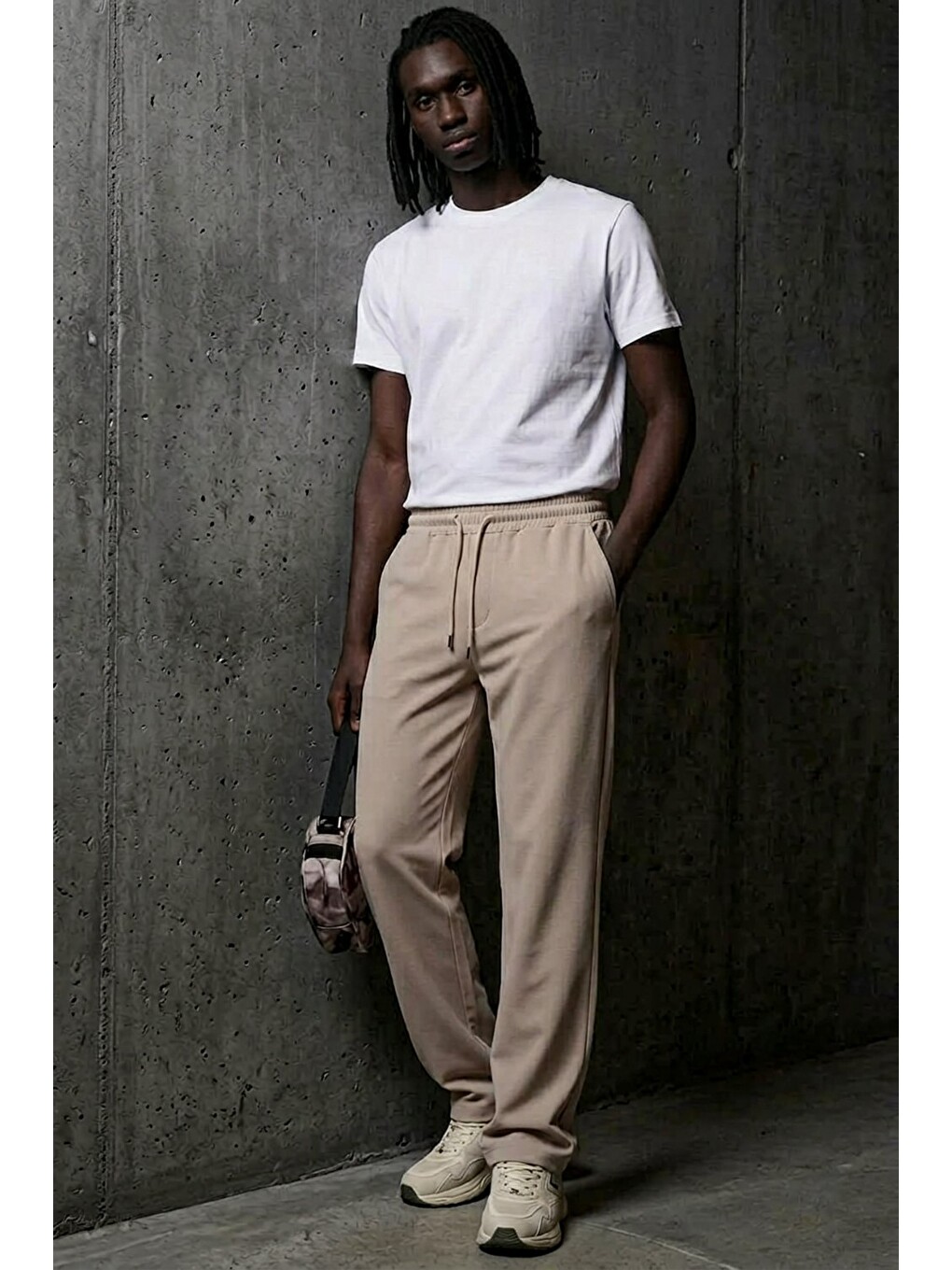 Ekru Erkek Relaxed Krem Baggy Pantolon-2