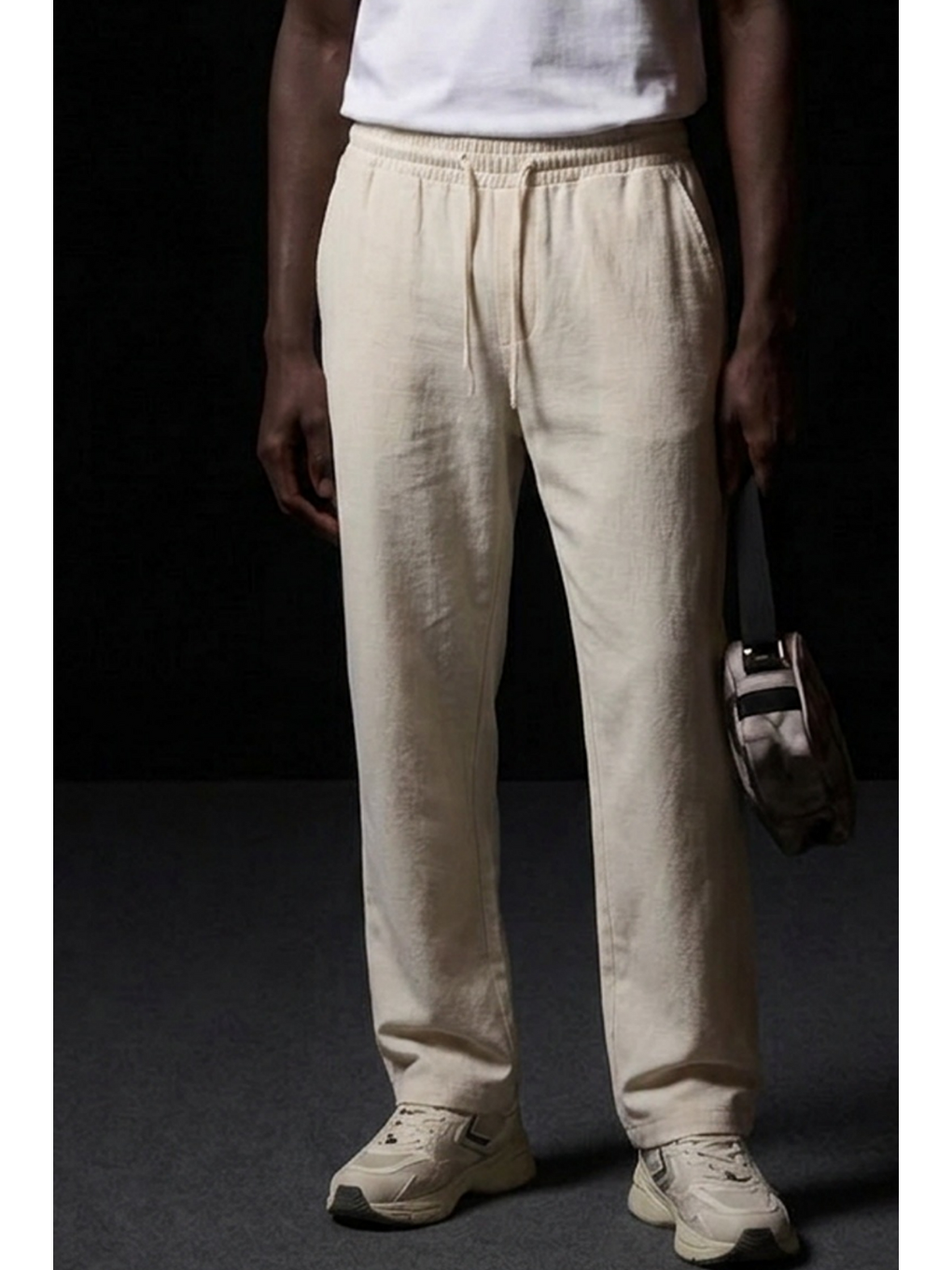 Ekru Erkek Relaxed Krem Baggy Pantolon-4