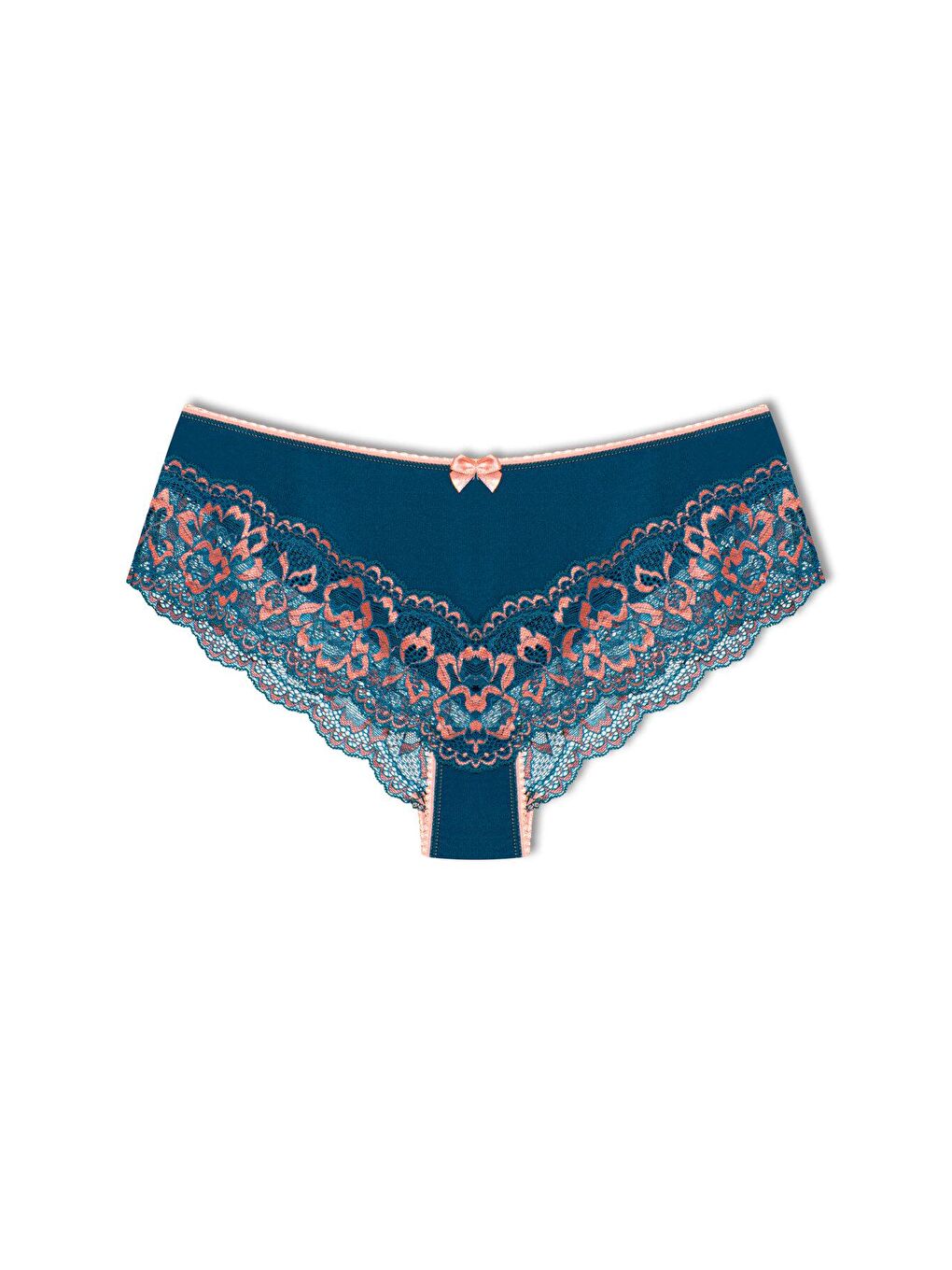 Petrol Paçası Çift Renk Dantel Kadın Külot