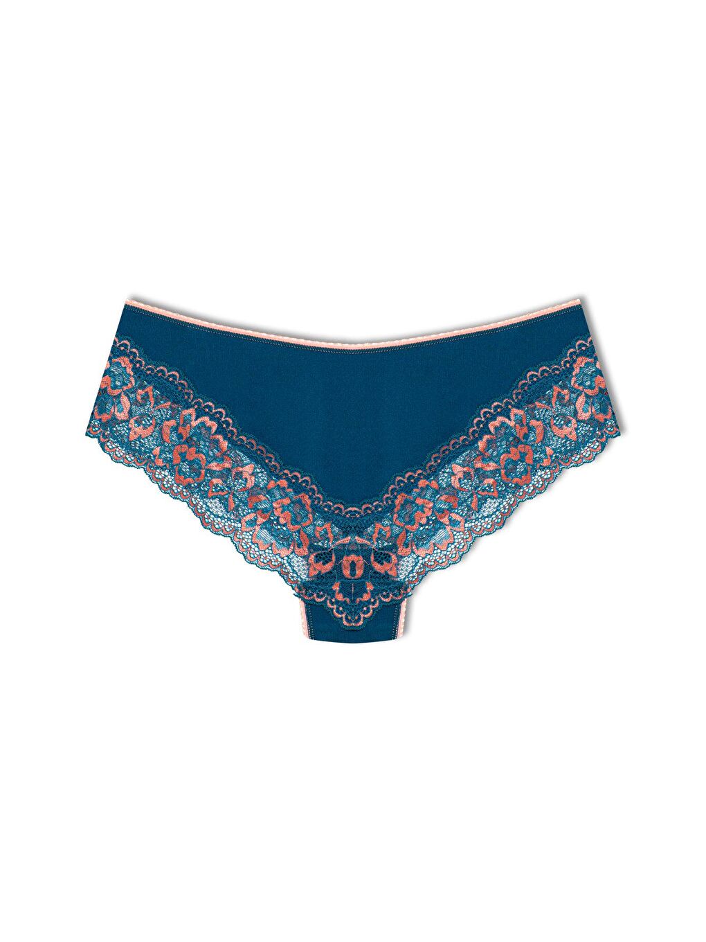 Petrol Paçası Çift Renk Dantel Kadın Külot-1