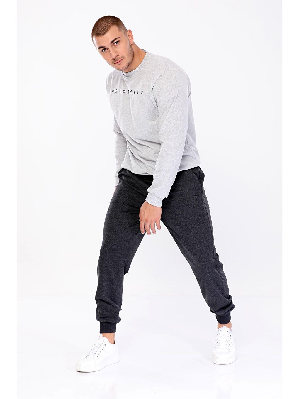 Antrasit Ribanalı Erkek Eşofman Altı-2