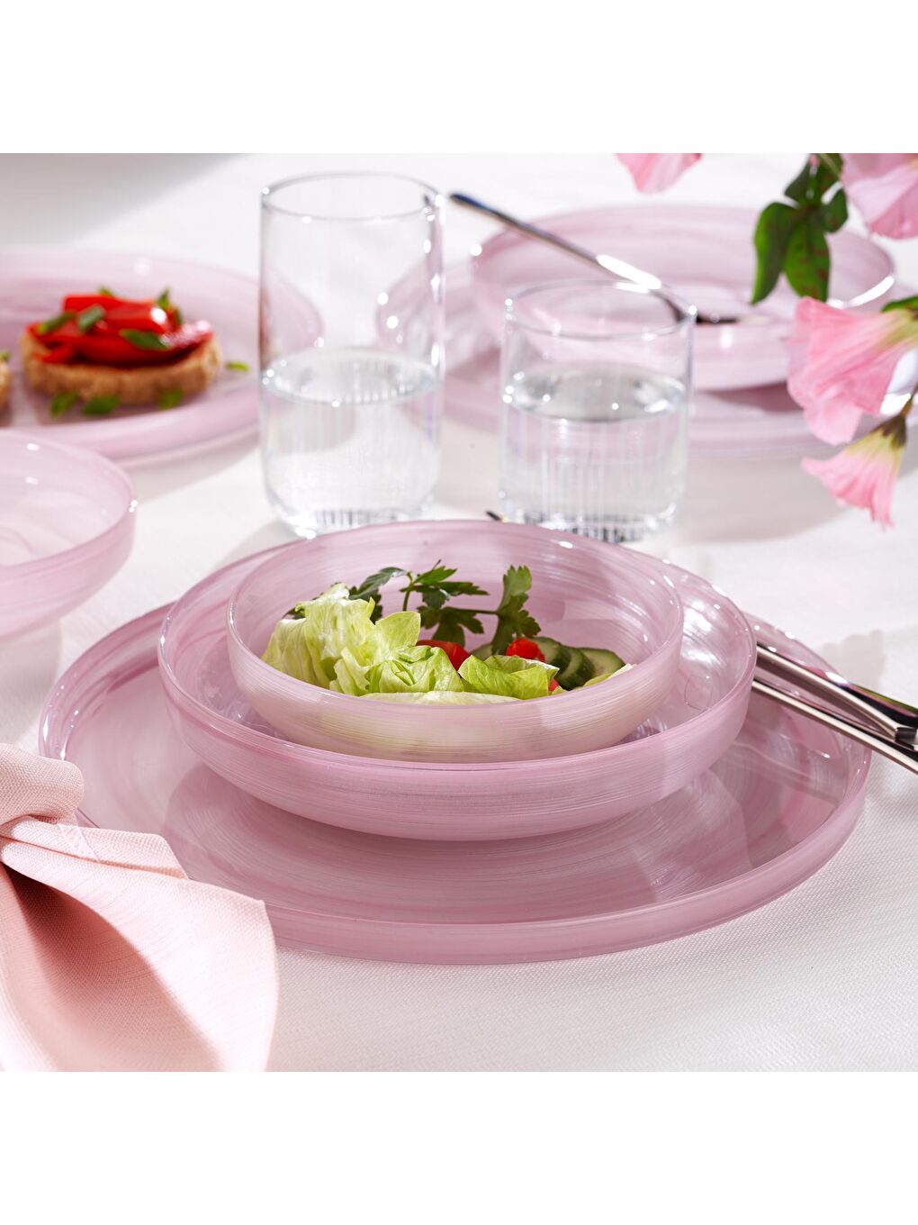 Lucid Yemek Takımı 18 Parça-Pembe-2