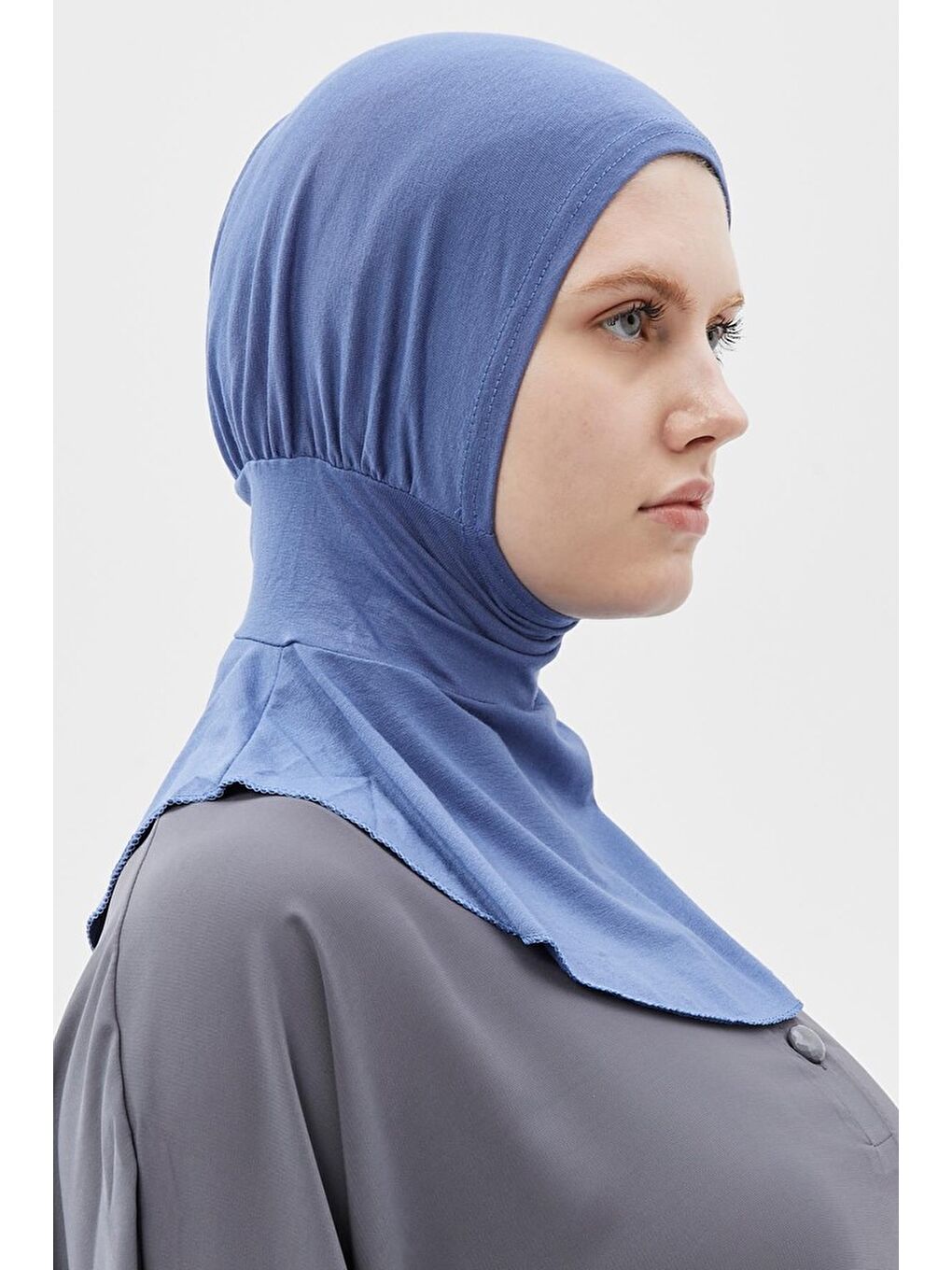 Mavi Kadın Tesettür Pratik Boyunluklu Hijab - Sporcu Bone-2