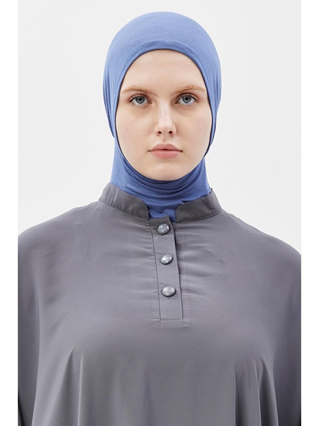 Mavi Kadın Tesettür Pratik Boyunluklu Hijab - Sporcu Bone-4