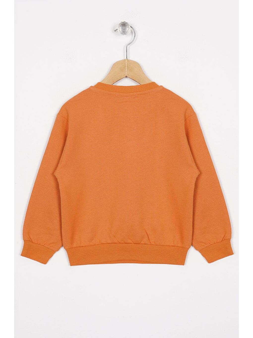 Kahverengi Bisiklet Yaka Cep Detaylı Kiremit Renk Erkek Çocuk Sweatshirt-2