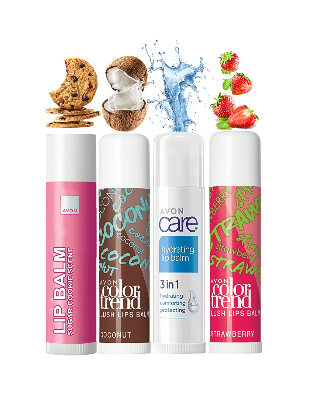 Nemlendiricili Dudak Balmları Hindistan Cevizi Çilek ve Kurabiye Kokulu-1