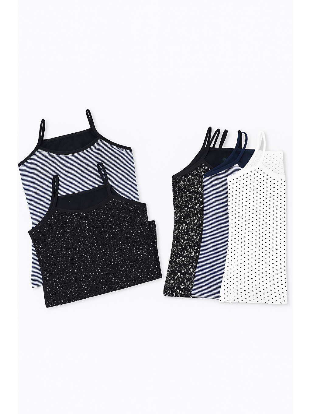 Karışık Kız Çocuk 5'Li Yıldız Desenli Atlet Çok Renkli